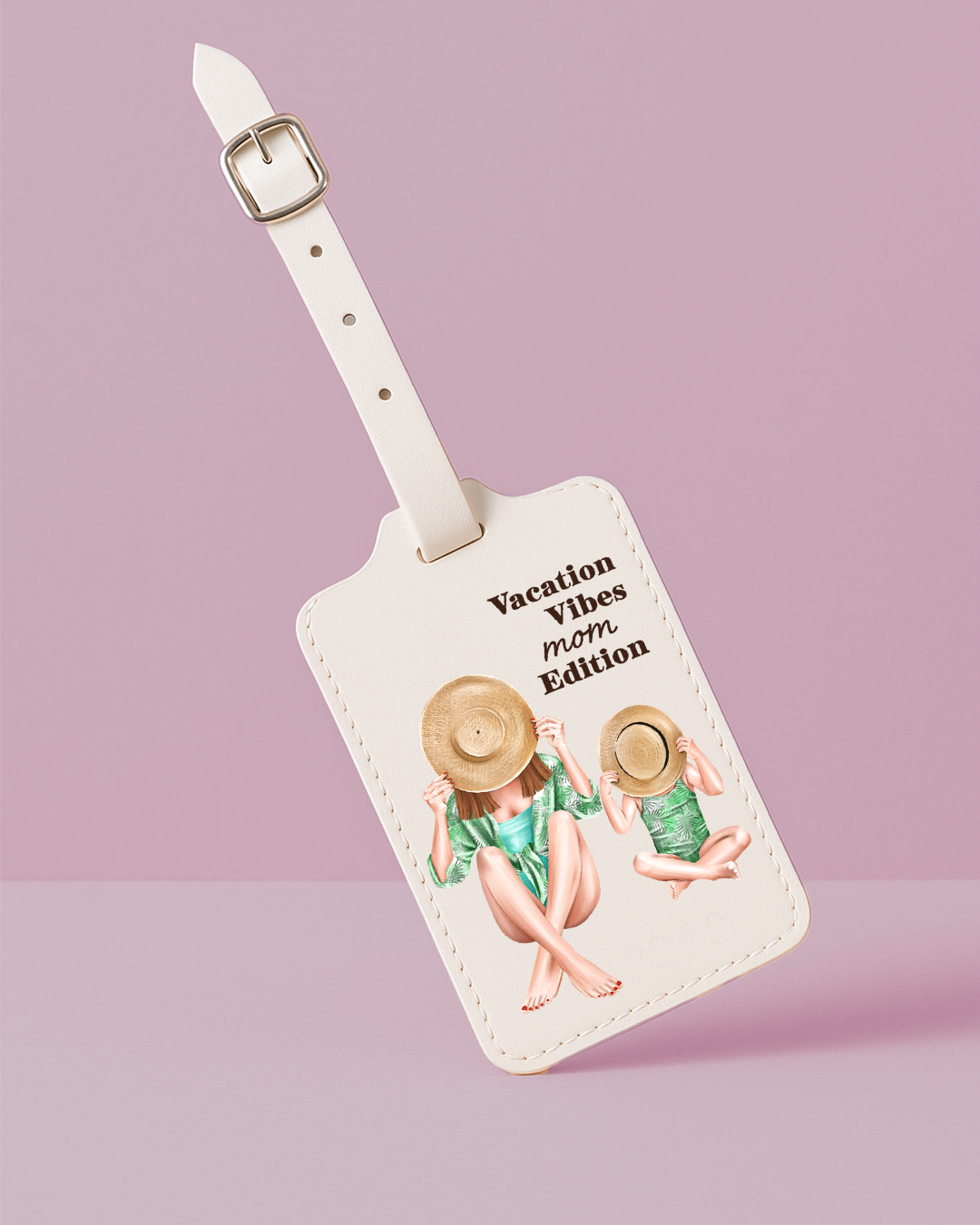 Personalized bagtag with mom and daughter design by Grace’s Art Print